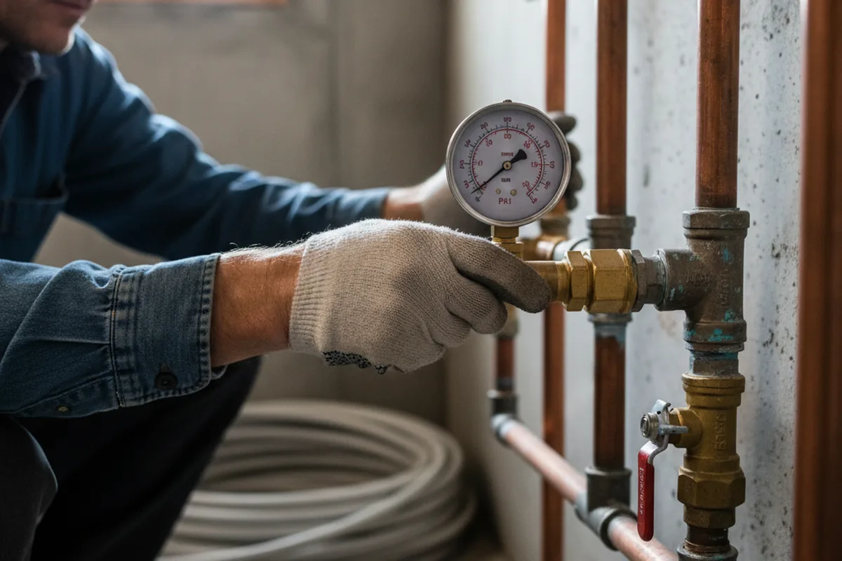 Pressure testing a repaired line during Water Line Repair in Hasbrouck Heights